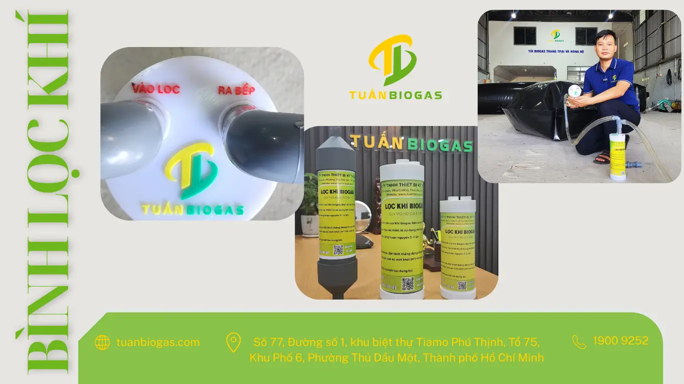 Bình Lọc Khí Biogas 3kg Tuấn Biogas: Giải Pháp Khử Mùi Hôi H₂​S, Bảo Vệ Sức Khỏe Người Nội Trợ